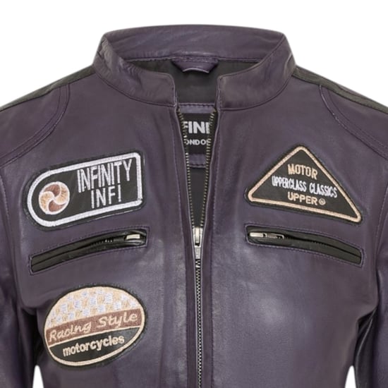 Damen-Biker-Rennabzeichen Lila Lederjacke – Eastleigh - Image 5