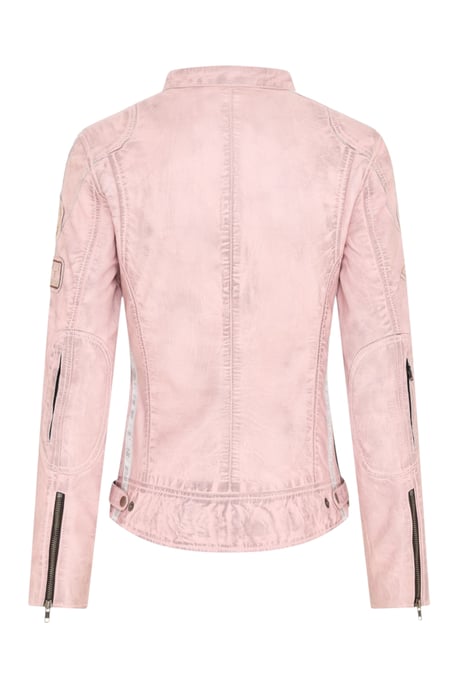 Damen-Biker-Rennabzeichen Pink Lederjacke – Ahorn - Image 5