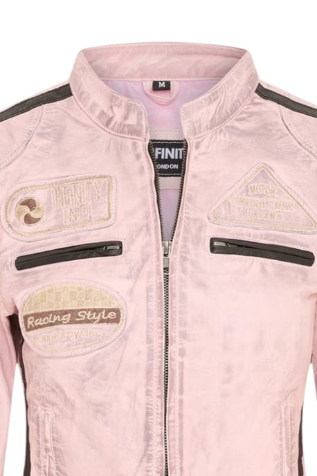 Damen-Biker-Rennabzeichen Pink Lederjacke – Ahorn - Image 6