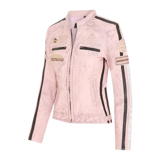 Damen-Biker-Rennabzeichen Pink Lederjacke – Eastleigh - Image 3