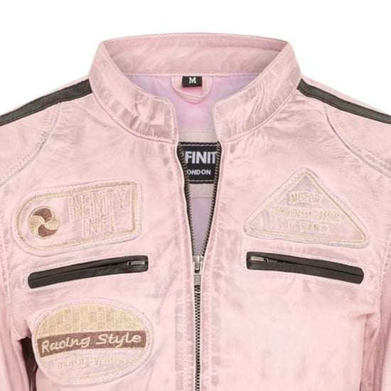 Damen-Biker-Rennabzeichen Pink Lederjacke – Eastleigh - Image 5