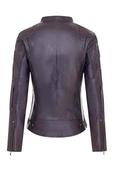 Damen-Biker-Rennabzeichen Lila Lederjacke – Ahorn - Image 5