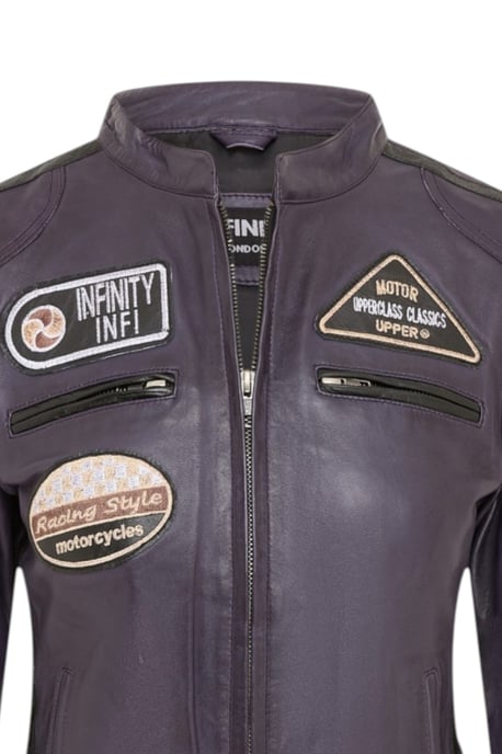 Damen-Biker-Rennabzeichen Lila Lederjacke – Ahorn - Image 6