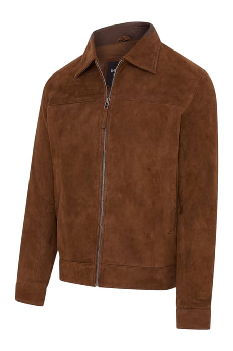 Herren Braune Ziegen-Wildleder-Harrington-Bikerjacke – Ridge - Image 3