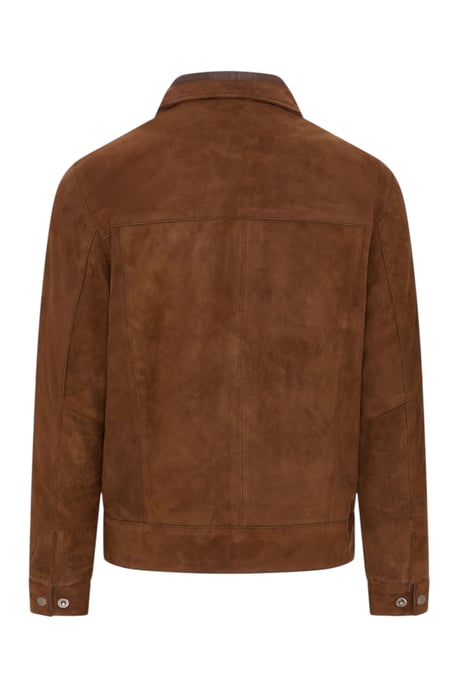 Herren Braune Ziegen-Wildleder-Harrington-Bikerjacke – Ridge - Image 5