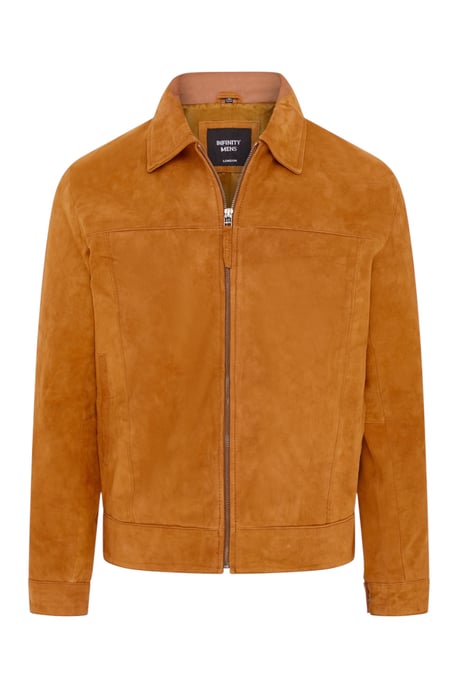 Herren Tan Goat Wildleder Harrington-Bikerjacke – Ridge - Image 2