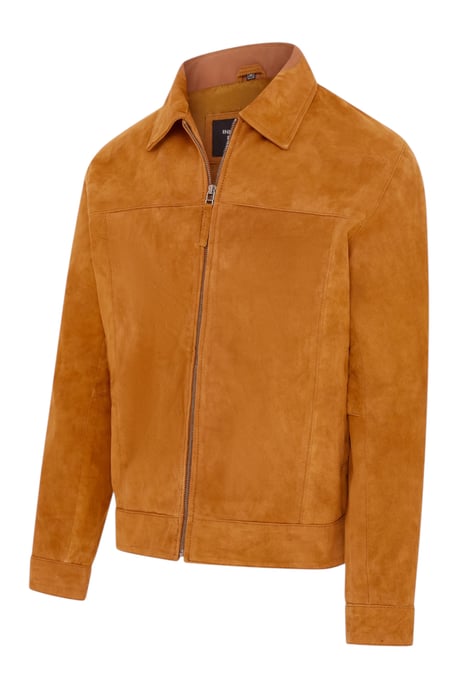 Herren Tan Goat Wildleder Harrington-Bikerjacke – Ridge - Image 3