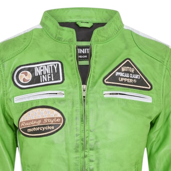 Damen-Biker-Rennabzeichen grüne Lederjacke – Eastleigh - Image 5
