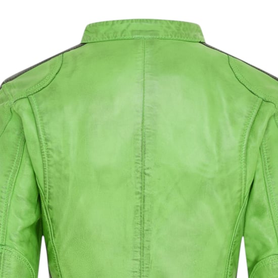 Damen-Biker-Rennabzeichen grüne Lederjacke – Eastleigh - Image 6