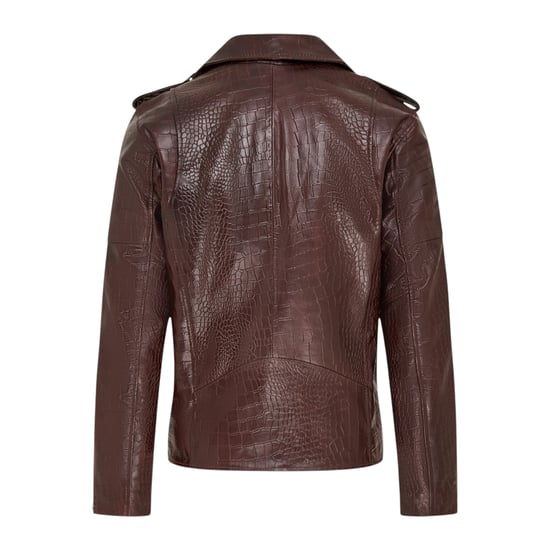 Herren braune Kuhleder-Alligatoren-Jacke mit geprägtem Biker-Muster – Kölnisch - Image 5