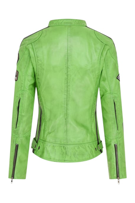 Damen-Biker-Rennabzeichen grüne Lederjacke – Ahorn - Image 5