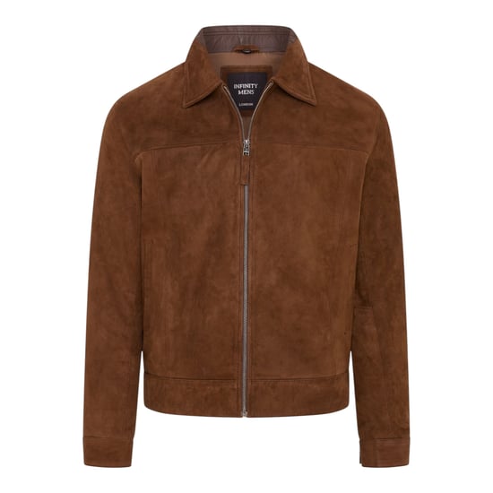 Herren braune Ziegen-Wildleder-Harrington-Bikerjacke – Bursa - Image 2