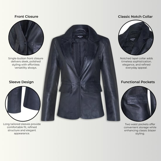 Schwarze italienische Lederblazerjacke für Frauen – Chongqing - Image 3
