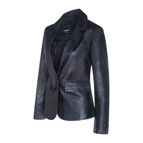Schwarze italienische Lederblazerjacke für Frauen – Chongqing - Image 4