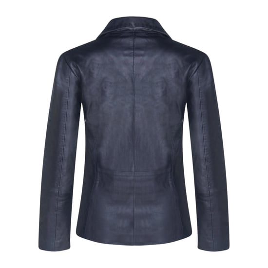Schwarze italienische Lederblazerjacke für Frauen – Chongqing - Image 5