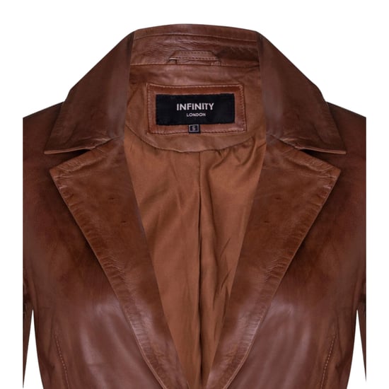 Damenbeige italienische Lederblazerjacke – Chongqing - Image 6