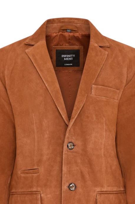 Herren Italian Rust Wildleder Lederblazer – Hollow - Image 6