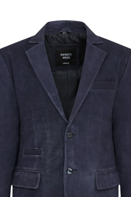 Herren italienische Marine-Wildlederblazerjacke – Hohl - Image 6