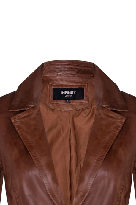 Damen beige italienische Lederblazerjacke – Eclipse - Image 6