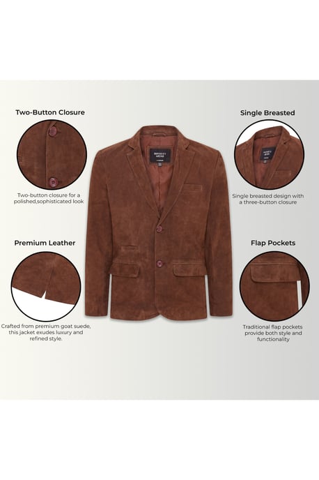 Herren italienische braune Wildlederjacke – Hohl - Image 4