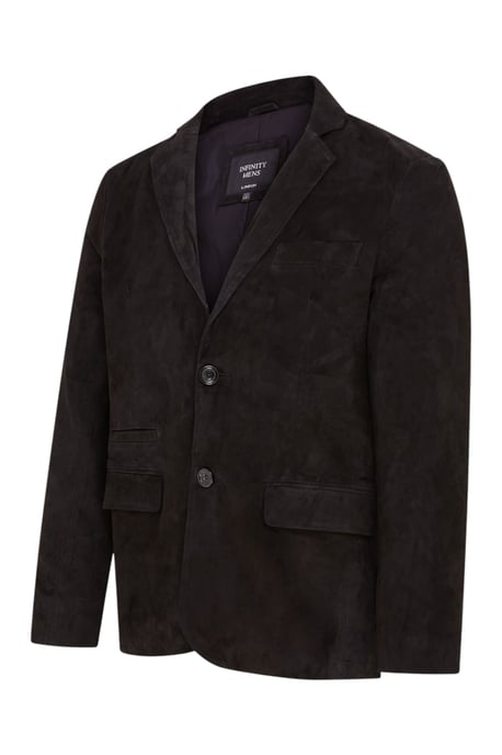 Herren Italienische Schwarze Wildlederblazerjacke – Hohl - Image 3