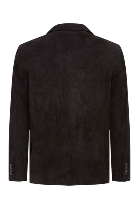 Herren Italienische Schwarze Wildlederblazerjacke – Hohl - Image 5