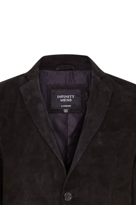 Herren Italienische Schwarze Wildlederblazerjacke – Hohl - Image 6