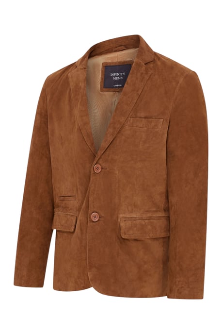 Herren Italian Tan Wildleder-Blazerjacke – Hohl - Image 3