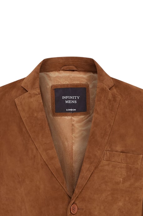 Herren Italian Tan Wildleder-Blazerjacke – Hohl - Image 6