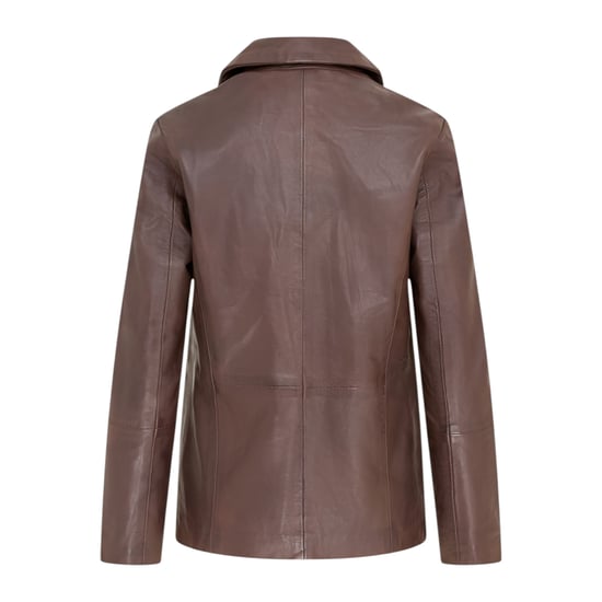 Damen-Conkerbraune italienische Lederblazerjacke – Chongqing - Image 5