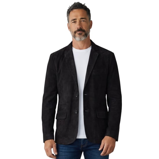 Herren Italienische Schwarze Wildlederblazerjacke – Trabzon - Image 6