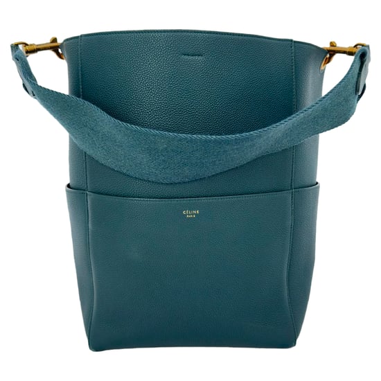 Celine Medium Sangle Eimer Tasche aus grünem Leder - Image 1