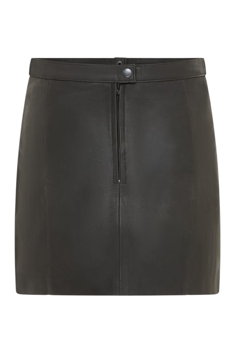 Damen, schwarzer Leder-Biker-Bleistift Kurzer Minirock – Luxe - Image 2
