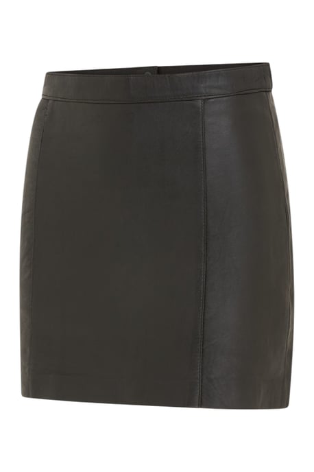 Damen, schwarzer Leder-Biker-Bleistift Kurzer Minirock – Luxe - Image 3