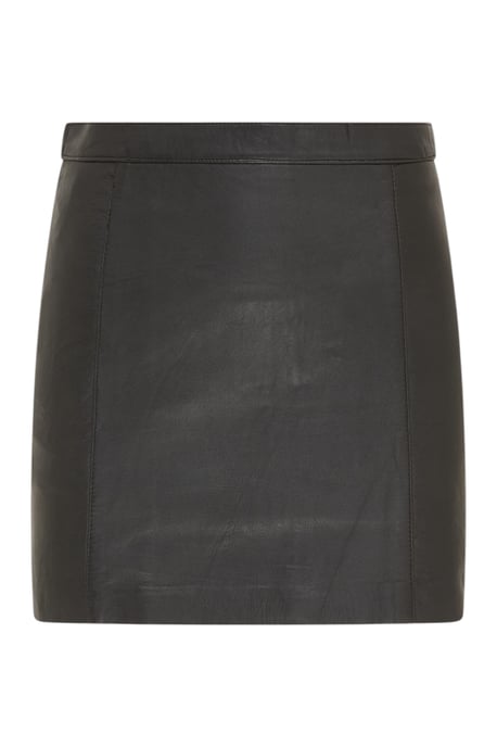 Damen, schwarzer Leder-Biker-Bleistift Kurzer Minirock – Luxe - Image 4