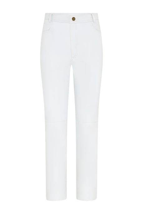 Damen Weiße Lammleder 501 Biker Jeans - Scharlachrot - Image 2