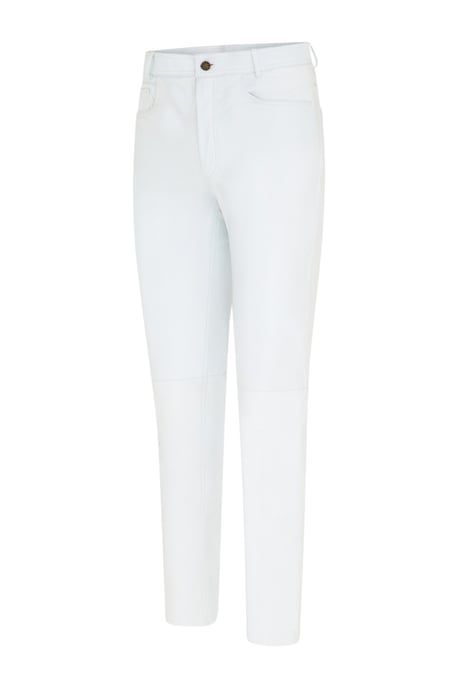 Damen Weiße Lammleder 501 Biker Jeans - Scharlachrot - Image 3