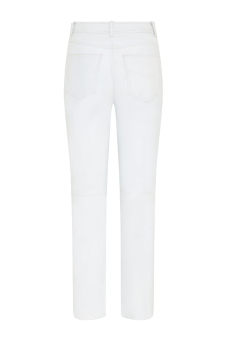 Damen Weiße Lammleder 501 Biker Jeans - Scharlachrot - Image 4