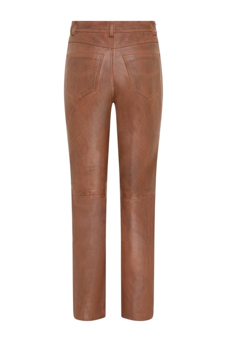 Damen-Tan Lamb Leather 501 Biker Jeans – Scharlachrot - Image 4