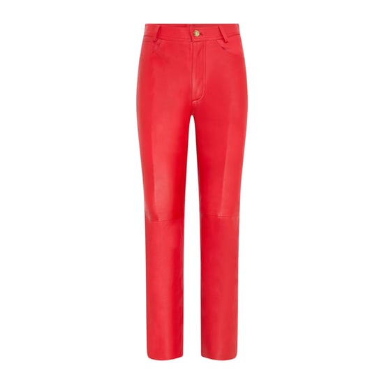 Damen Red Lamb Leather 501 Biker Jeans – Ankara - Image 1