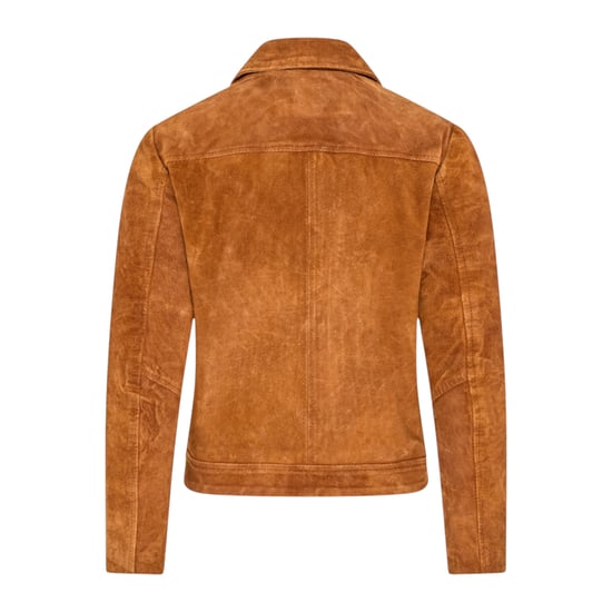 Damenjacke aus beige Wildleder-Bomber-Blouson-Jacke – Varsity - Image 4