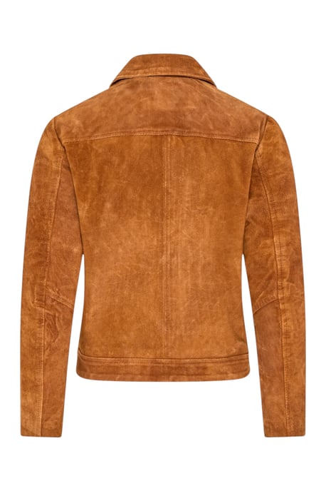 Damen beige Wildleder-Bomber Blouson Varsity-Jacke – Stella - Image 5