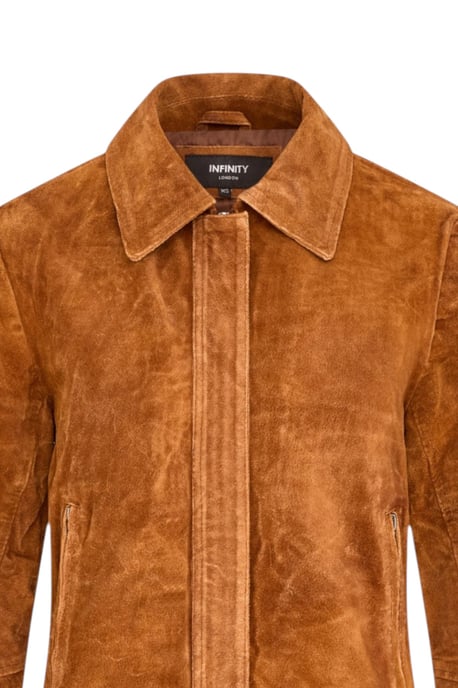 Damen beige Wildleder-Bomber Blouson Varsity-Jacke – Stella - Image 6