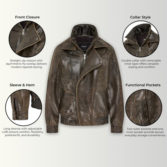 Herren Braune Kuhleder-Biker Blouson-Jacke – Bomber - Image 2