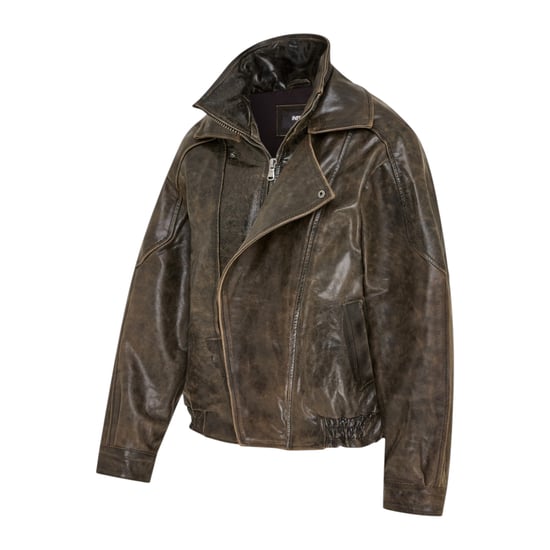 Herren Braune Kuhleder-Biker Blouson-Jacke – Bomber - Image 3