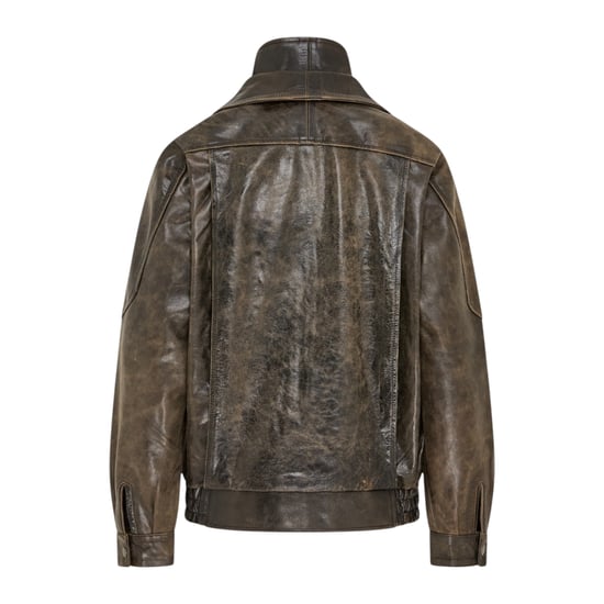 Herren Braune Kuhleder-Biker Blouson-Jacke – Bomber - Image 4