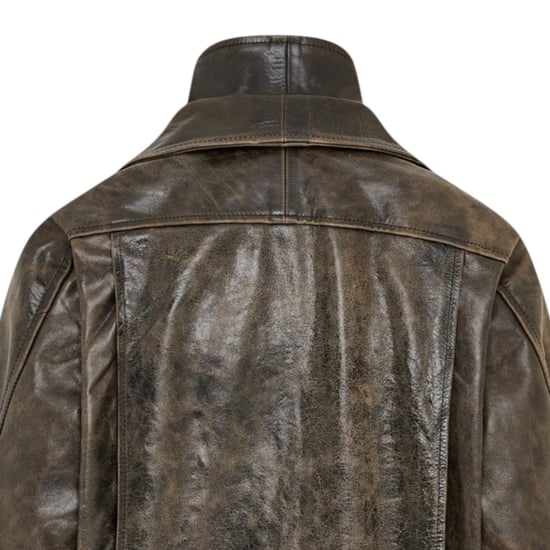 Herren Braune Kuhleder-Biker Blouson-Jacke – Bomber - Image 6