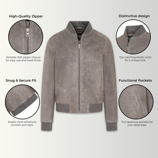 Herren Grey Goat Wildleder MA-1 Bomberjacke – Auckland - Image 2