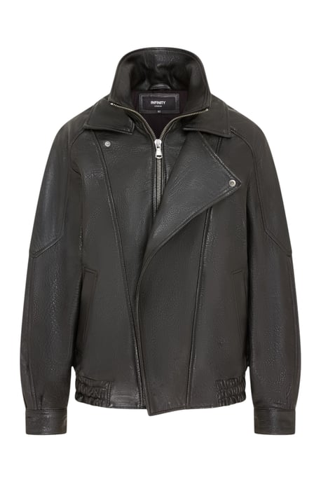 Herren Schwarze Lammleder-Biker-Bomber-Blouson-Jacke – Passage - Image 2