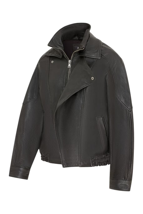 Herren Schwarze Lammleder-Biker-Bomber-Blouson-Jacke – Passage - Image 3